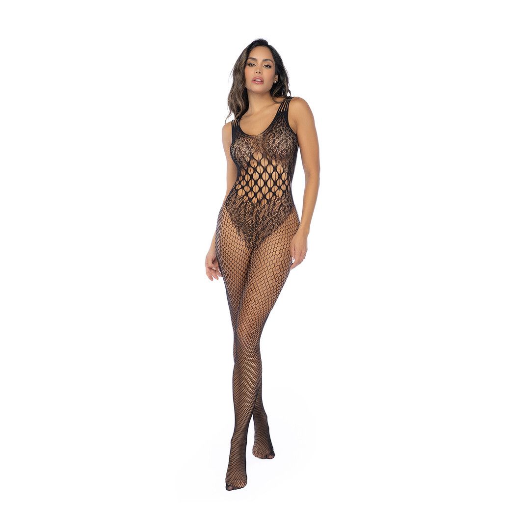 Mapalé Bodystocking a Rete Leopardato con Definizione Vita