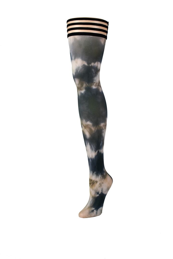 Kix'ies Mackenzie Pończochy Uda Tie-Dye, Czarne