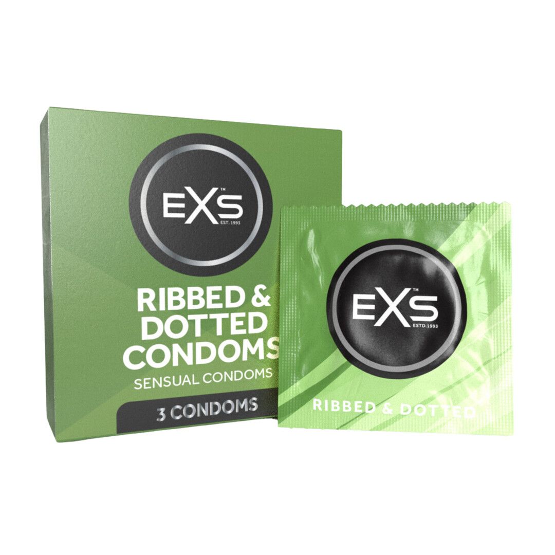 EXS Gerippte und gepunktete Kondome 3-Pack strukturiert Latex