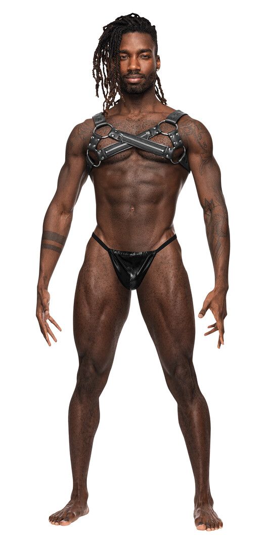 Harnais cuir criss-cross Virgo Male Power