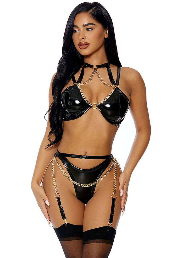 Ensemble Forplay Link to Me Vinyle Halter avec Chaîne