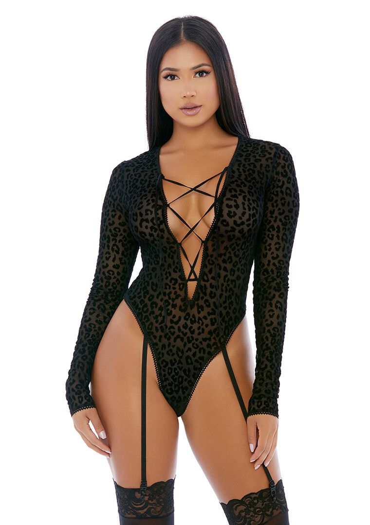Forplay Feline Lustful Cheetah Mesh Teddy Ärmel