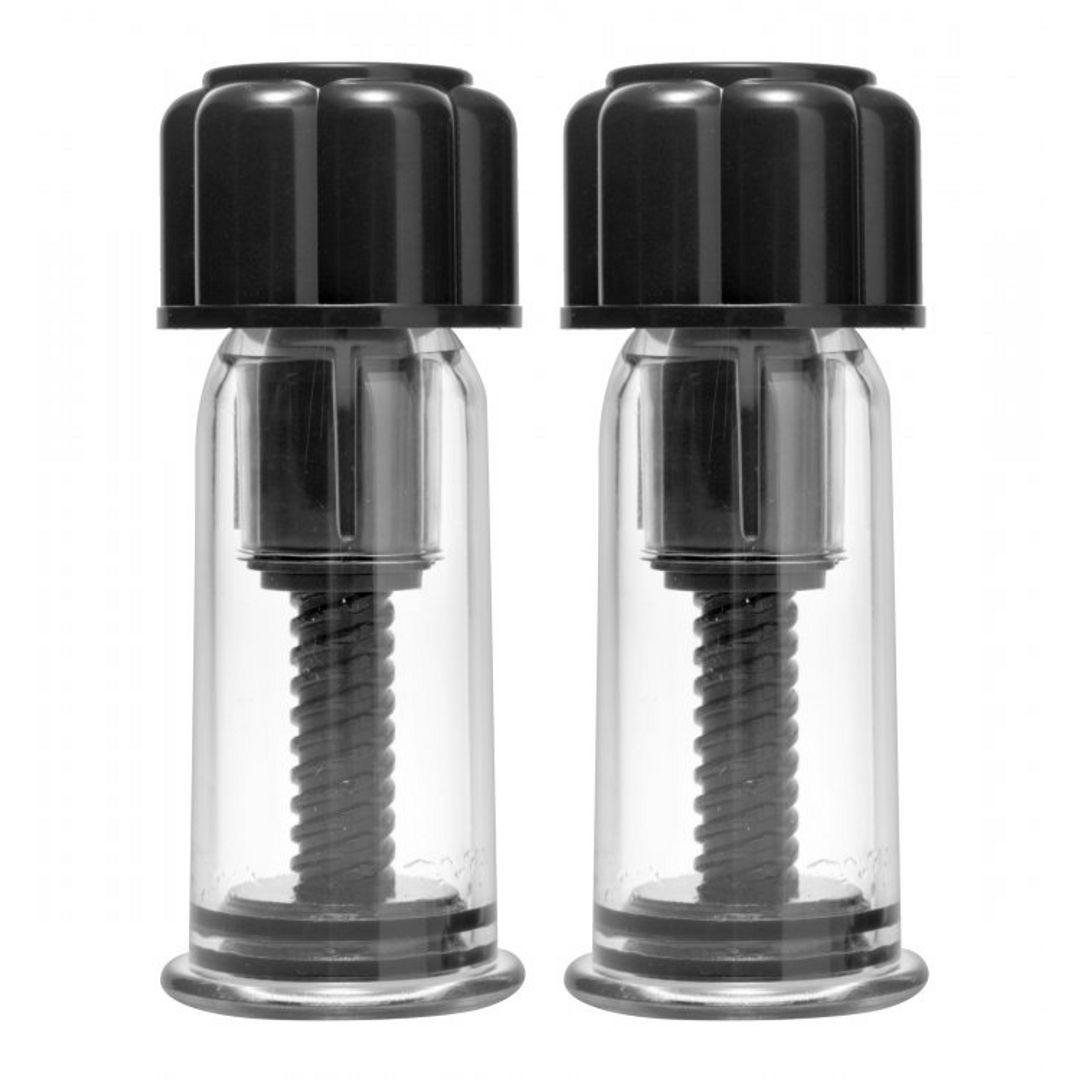XR Brands Black Max Twist-Control Vibrating Nipple Suckers