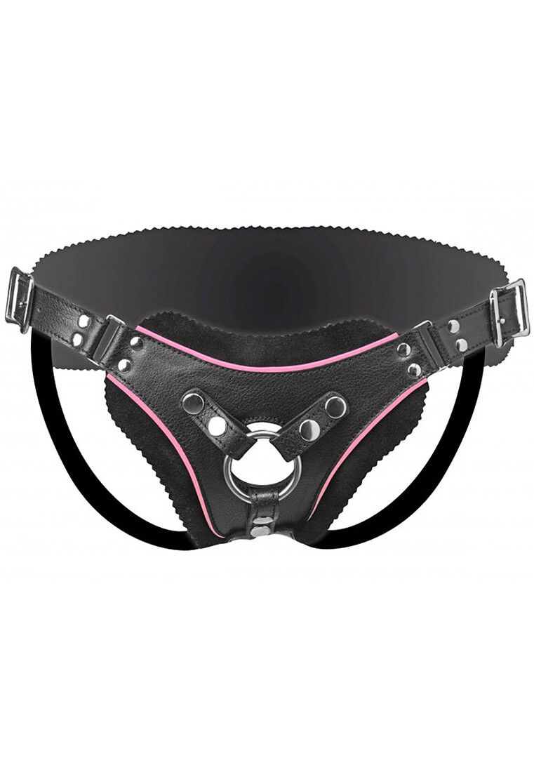 XR Brands Flamingo - matala strap-on vyö, pinkki, säädettävä