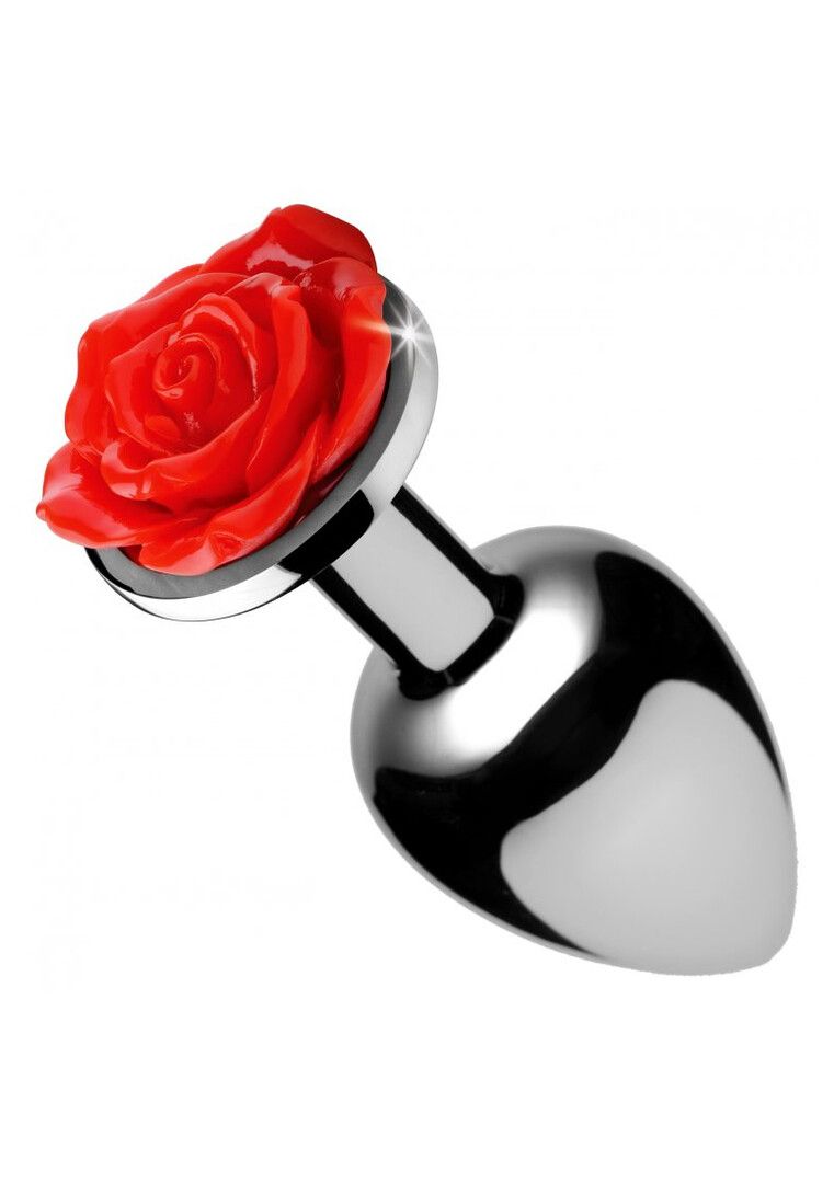 XR Brands Rot Rose Metall-Analplug Mittel