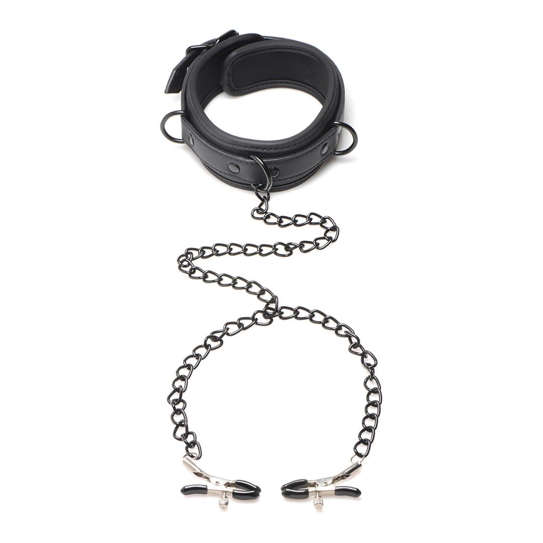 XR Brands Collared Temptress, Adjustable Collar Nipple Clamp Set