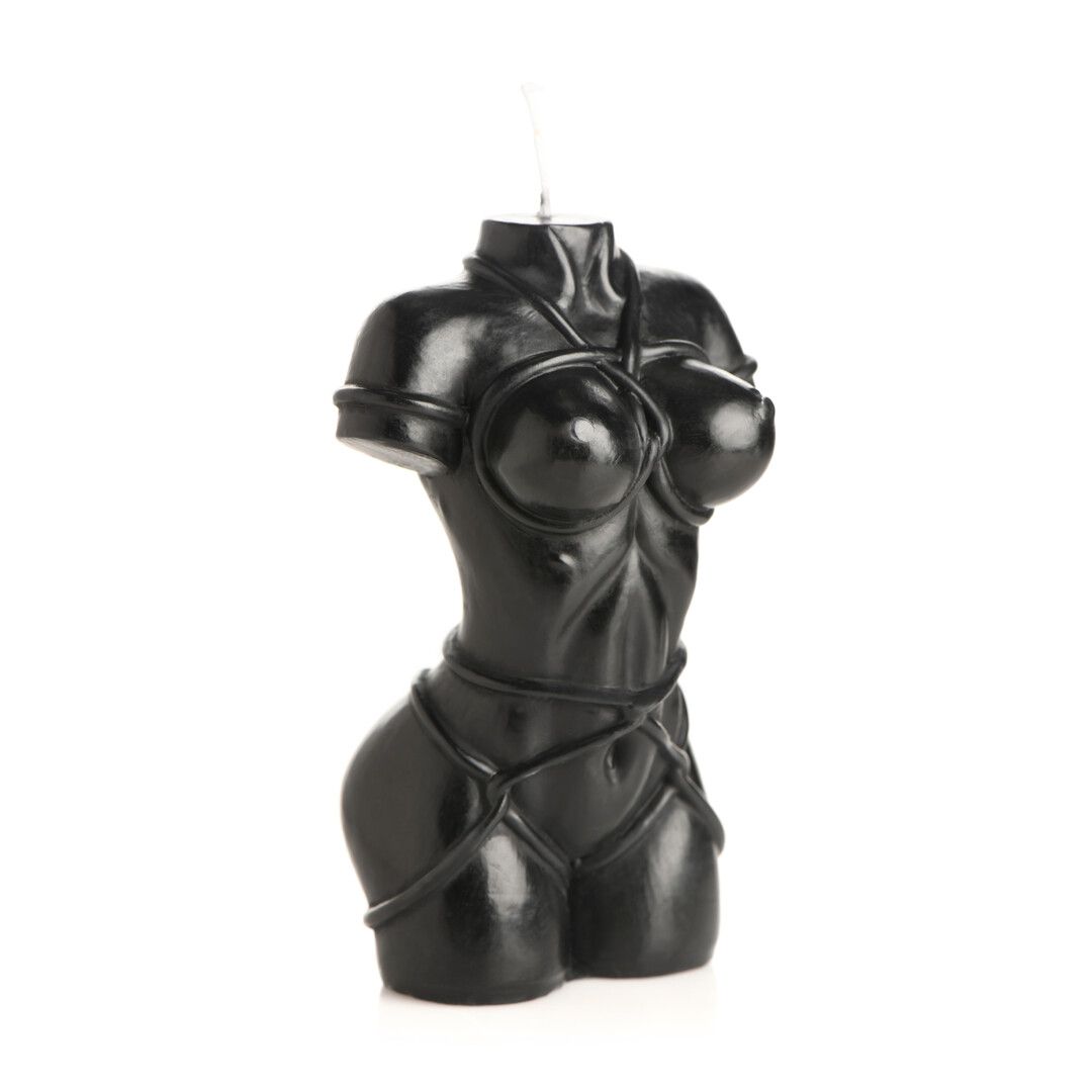 XR Brands Bound Goddess Black Pillar Candle