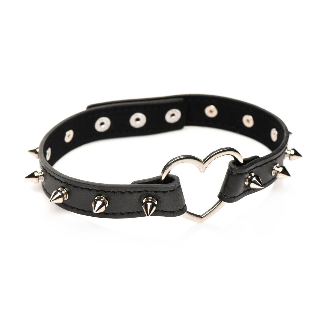 XR Brands Choker de Coração Espinhado Pele Vegana