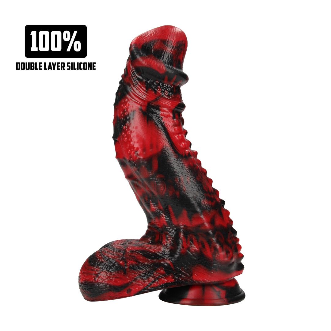 Fiction Cocks Dark Lycan Spawn, rød-sort varulv dildo