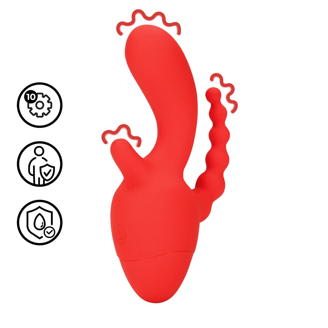 Loveline Mini Triple Stimulation Vibrator Red