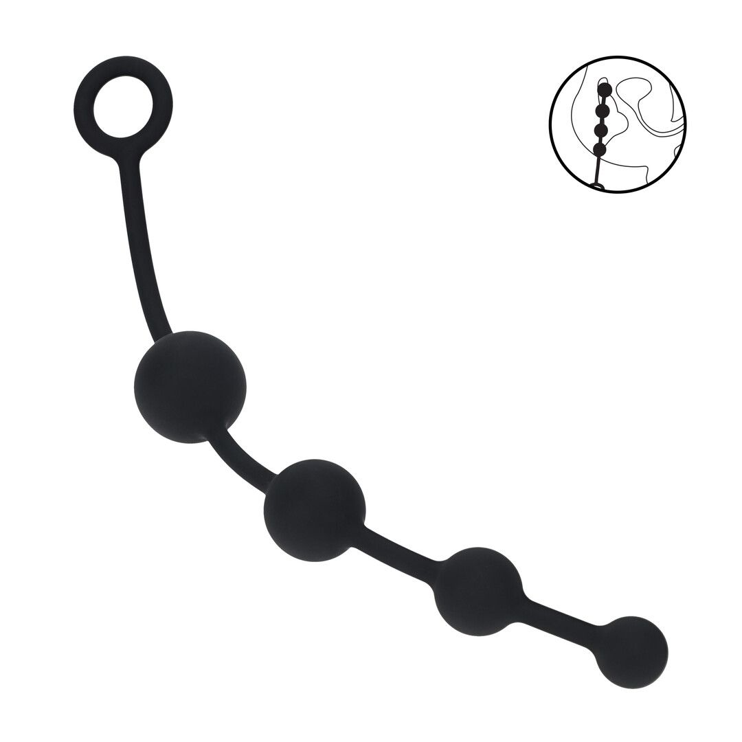 Levelz Curved Anal Beads, musta silikoni