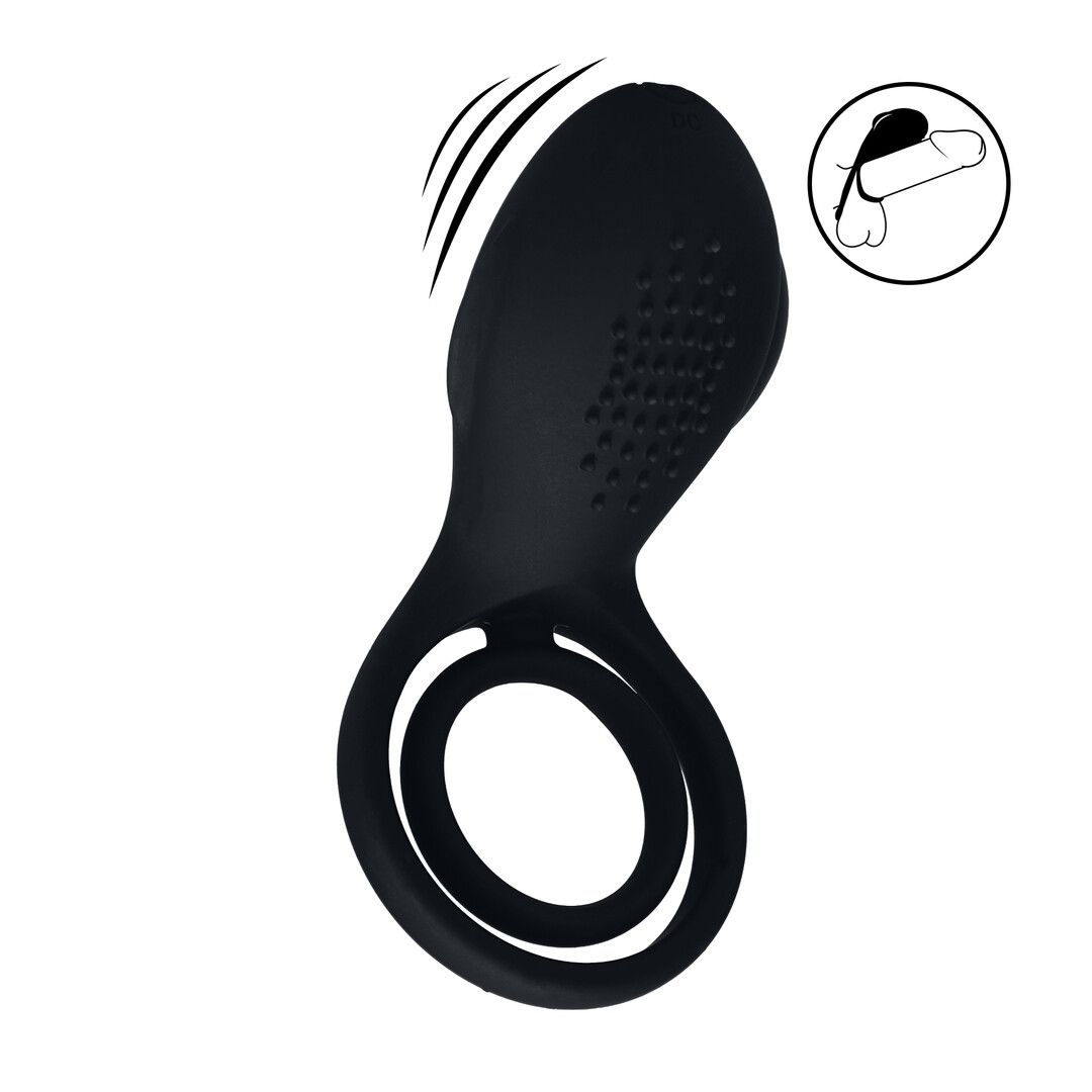 Levelz Black Vibrating Cockring mit Flügel-Ball-Stimulator