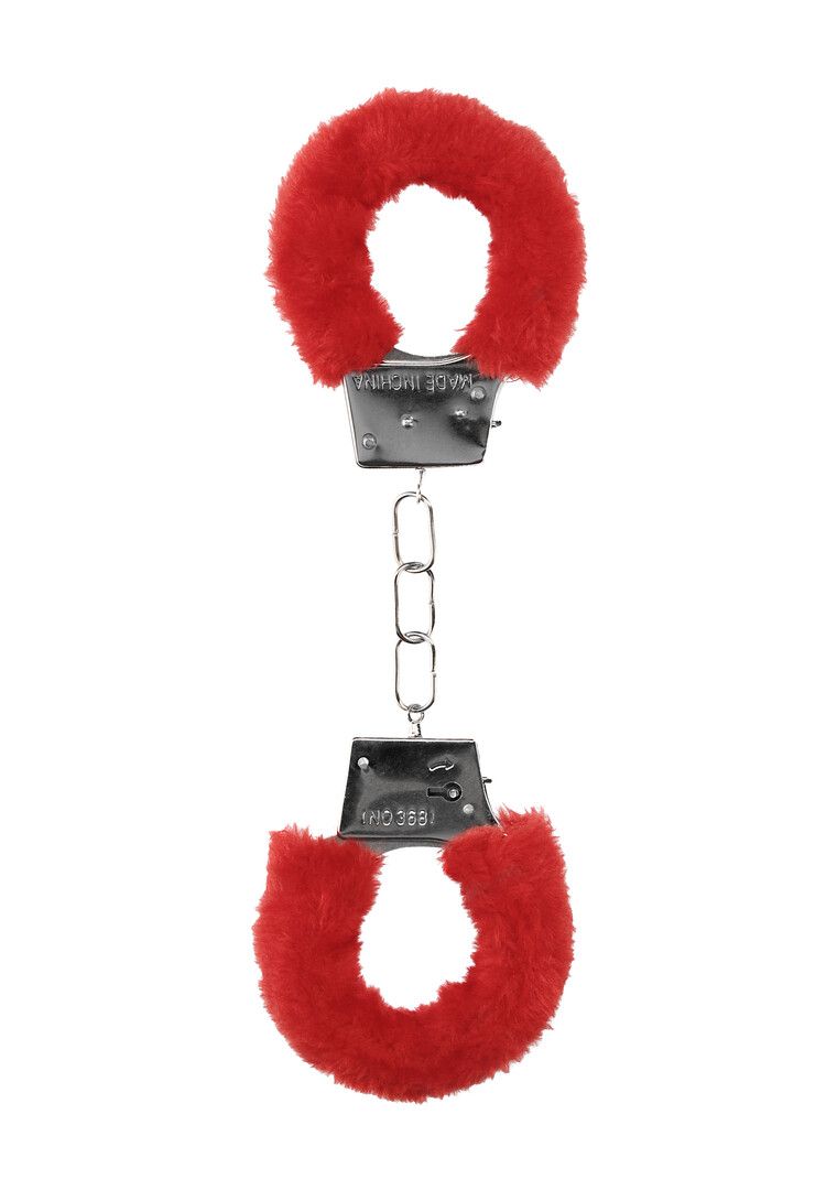 Menottes fourrure pour débutants Ouch! en rouge