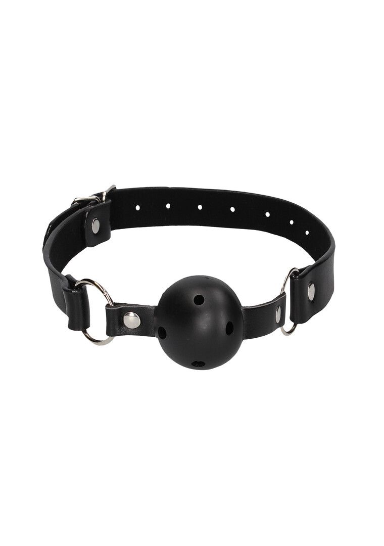 Ouch! Schwarzer Leder Ball Knebel, Genäht
