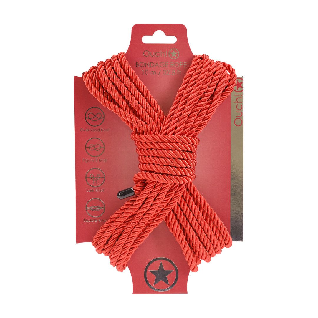 Ouch! Red Polyester Rope, 10m Japanese Bondage