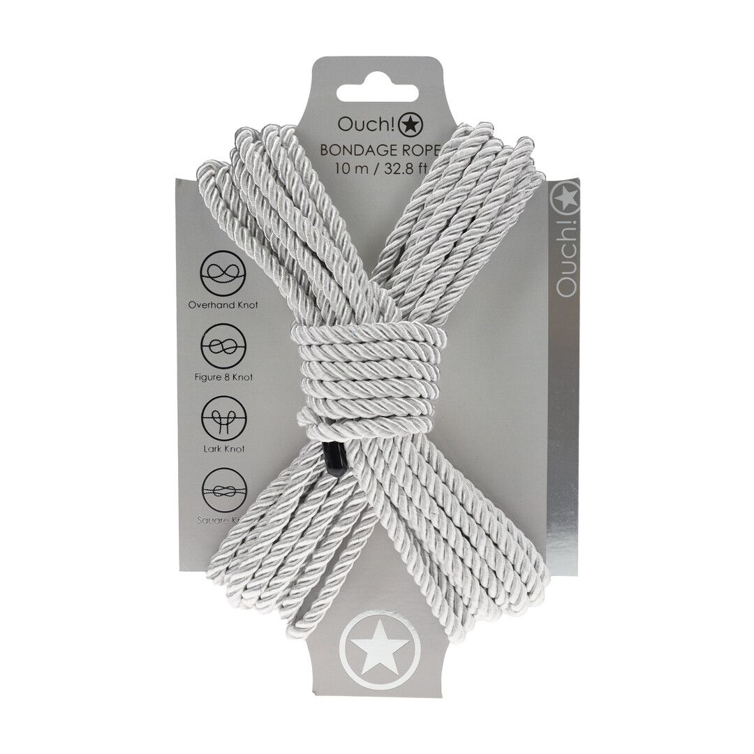 Ouch! Silver Polyester Bondagerep, 10 meter