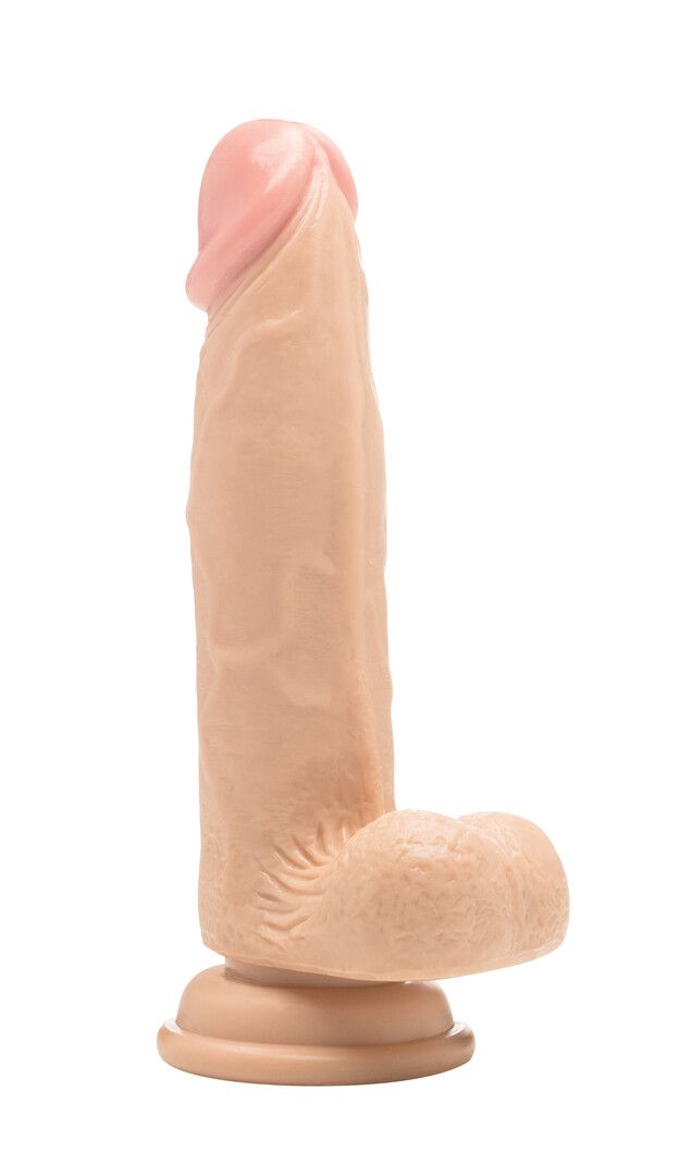 Gode réaliste avec scrotum RealRock 20 cm caoutchouc veiné