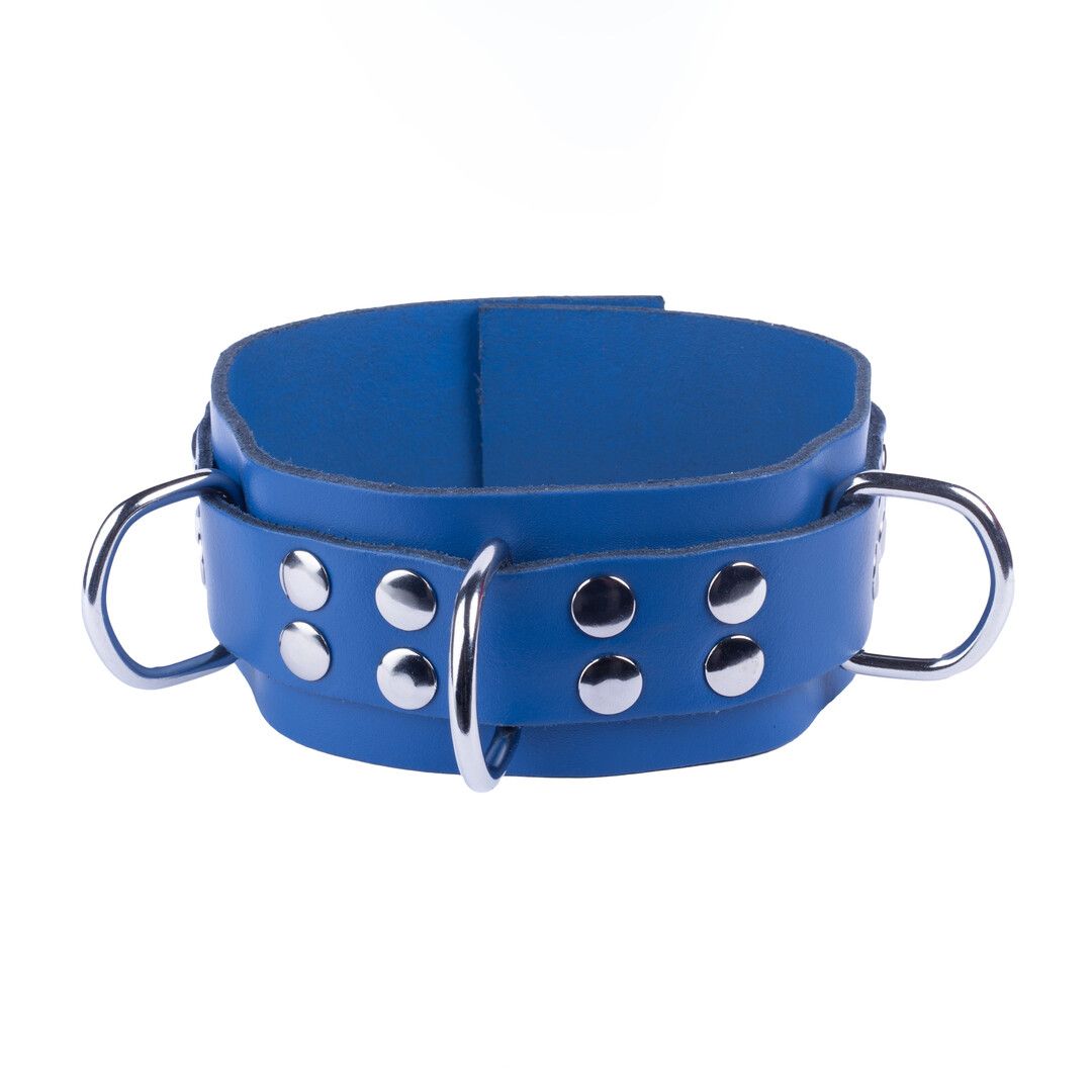 Red Leather Ultra Band Necklace, Blue