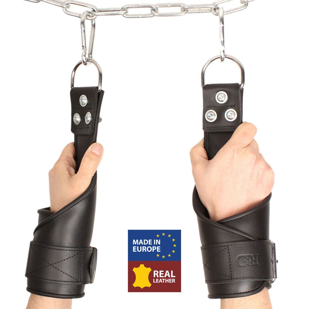 Menottes de suspension avec mousquetons Red Leather