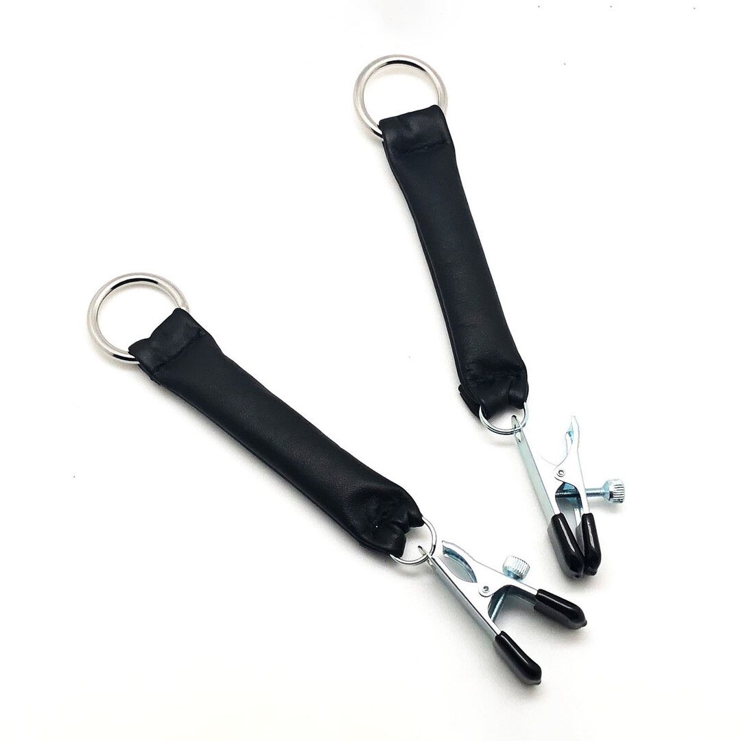 Red Leather Breast Clamp with Leather Weight 80 Gram Pair