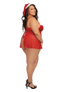 Conjunto Dreamgirl Babydoll Natal com Tanga Combinada