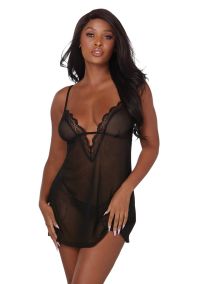 Dreamgirl skallopet mesh chemise og slåbrok sæt