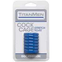 Anneau Cockring Ribbed Penis Sleeve Bleu Cockcage Doc Johnson, photo 2