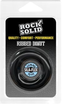 Cockring Doc Johnson Ribbed Donut silicone noir, photo 2