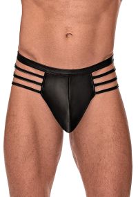 Male Power Black Cage Thong with Hip Straps