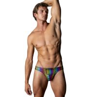 Male Power Rainbow Thong mit Kobalt Cockring