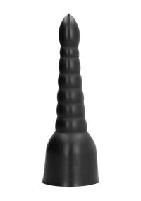 All Black Dildo Reversed-Taper Grooved 34 cm