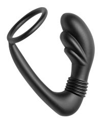 Pierścień cockring Cobra XR Brands z przystawką prostaty czarny silikon