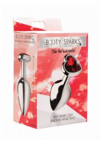 Plug de metal médio com joia coração vermelho XR Brands, imagem 2