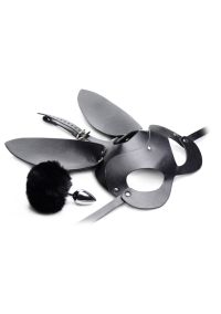 XR Brands Kaninchen Schwanz Maske Set Gewichteter Plug