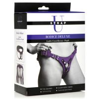 XR Brands Bodice Deluxe läderkorset snörharness, lila, bild 2