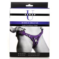 XR Brands Bodice Deluxe läderkorset snörharness, lila, bild 3