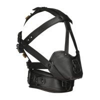XR Brands Leather Head Harness with Muzzle and Locks