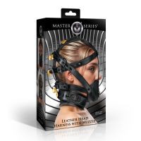 XR Brands Leather Head Harness with Muzzle and Locks, picture 2