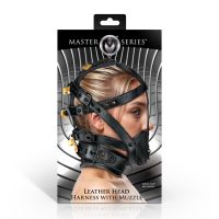 XR Brands Leather Head Harness with Muzzle and Locks, picture 3