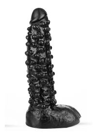 All Black Dark Crystal teksturoitu PVC dildo 26,5cm