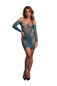Le Désir Vestido Mini Rede Mangas Compridas com Recortes