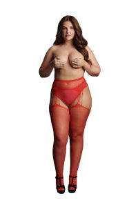 Le Désir Meia Calça Suspensor Strass Vermelho Rainha