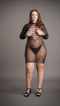 Le Désir mini dress długi rękaw fishnet z otwartymi szczegółami, zdjęcie 6