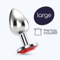 Bijou Red Anal Jewel Plug Large teräksinen, kuva 6