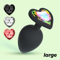 Crushious Cuore Großer Schwarz-Analplug, mit Schmuckstein