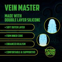 Fiction Cocks Vein Master Dildo, Niebieski-Biały Żyłowany, zdjęcie 3