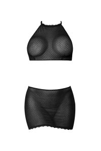 Magic Silk Polka Dot Halter Top Mini Spódnica, Czarny, zdjęcie 4