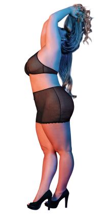 Magic Silk Polka Dot Halter Top Mini Spódnica, Czarny, zdjęcie 6
