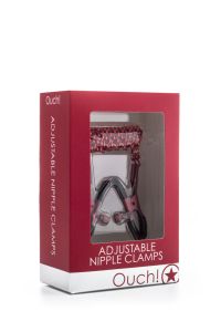 Ouch! by Shots Adjustable Nipple Clamps Red Chain, picture 2
