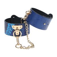 Ouch! Florence Bonded Leather Leg Cuffs Blue, picture 6